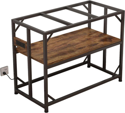 Sturdy Metal Aquarium Stand with Power Outlets, Adjustable Storage Cabinet - 660LBS Capacity