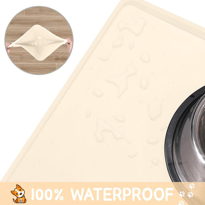 MateeyLife Silicone Cat & Dog Food Mat for Floors Waterproof, Anti-Slip Dog Bowl Mats for Food and