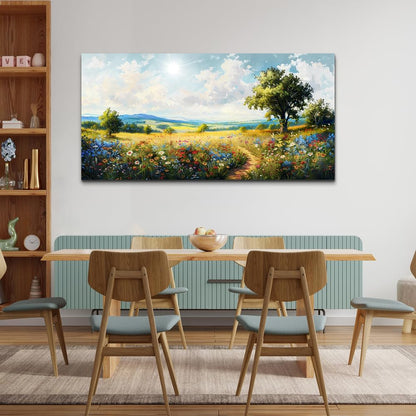 hyidecorart Nature Field Scenery Abstract Painting Framed Wall Art For Living Room Bedroom Wall