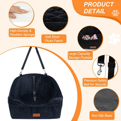 Vivifying Dog Car Seat for Small & Medium Dogs, Detachable & Washable Booster Seat for Pets Up to