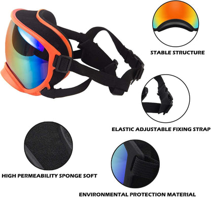 Medium Dog Sunglasses with Adjustable Strap UV Protection, Winproof Dog Puppy Sunglasses, Suitable