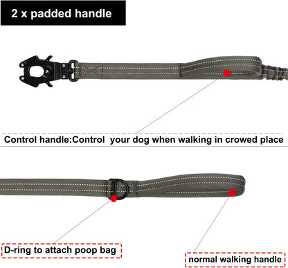 ICEFANG Tactical Dog Leash,K9 Training Walking Bungee Lead with 2 Control Handle,Heavy Duty Quick