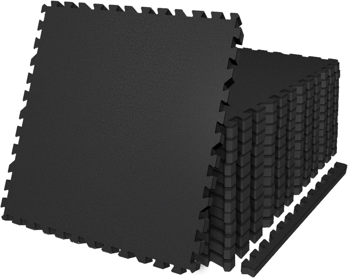 AIRHOP 0.79in Thick 24 Sq Ft Exercise Equipment Mats, 6 Tiles Upgraded Rubber Top with High Density