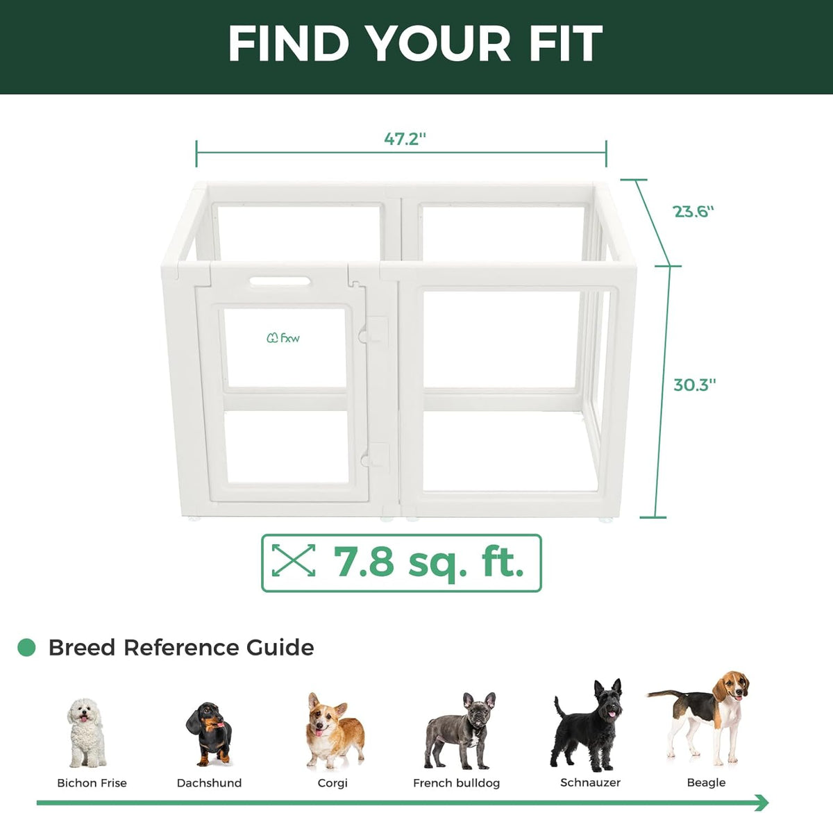 FXW AuraSpace Acrylic Indoor Unleashed Dog Playpen for Small and Medium Dogs, 30 Inch, 6 Panels