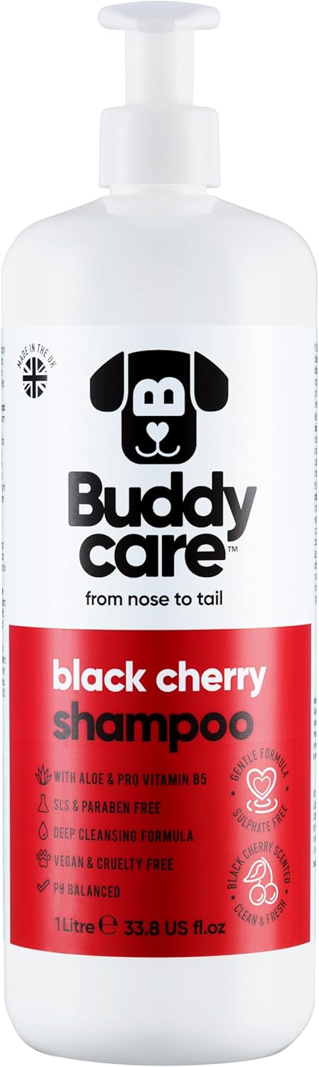 Black Cherry Dog Shampoo by Buddycare | Deep Cleansing Shampoo for Dogs | Black Cherry Scented |