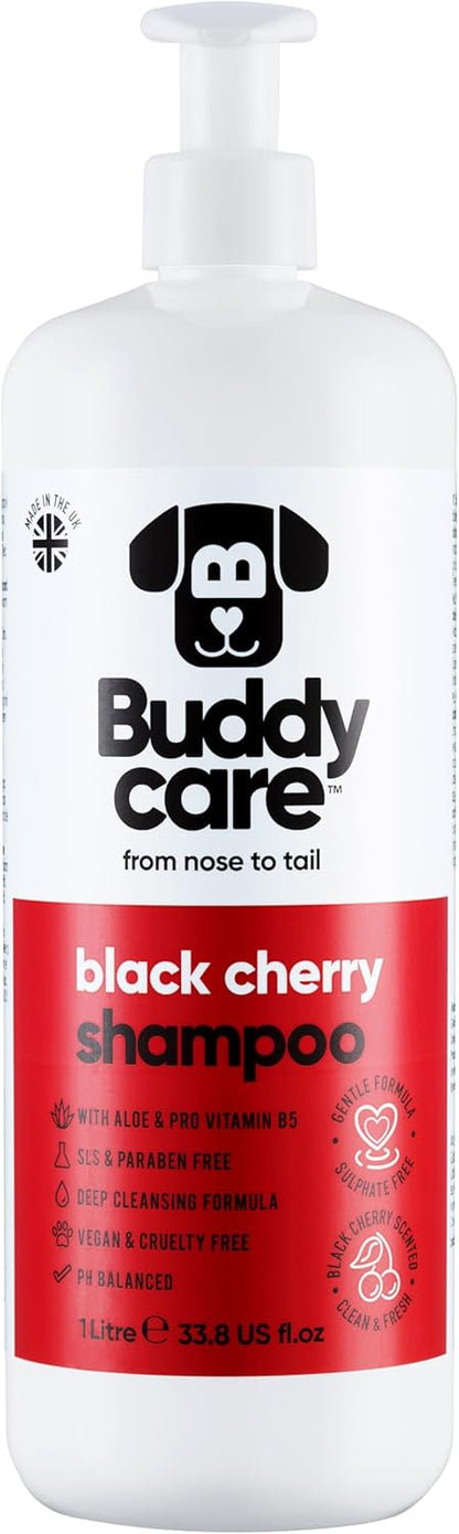 Black Cherry Dog Shampoo by Buddycare | Deep Cleansing Shampoo for Dogs | Black Cherry Scented |