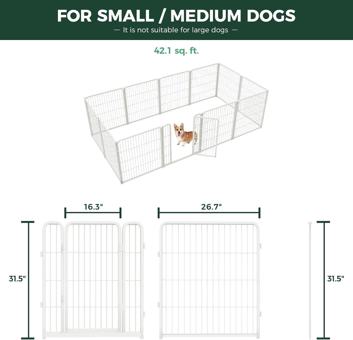 FXW Homeplus Unleashed Indoor Dog Playpen - Stress-Free and Safe Play, Heavy Duty 32 Inch 12 Wire