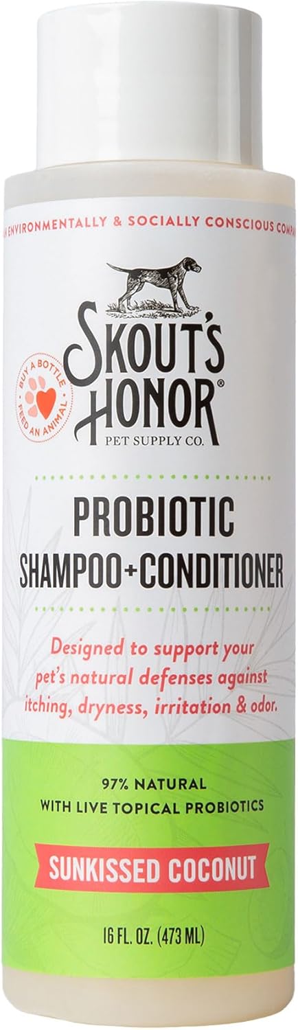 Skout's Honor Probiotic Dog Shampoo & Conditioner with Avocado Oil & Omega-3s, 97% Natural, Paraben