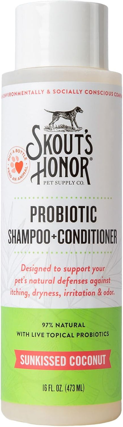 Skout's Honor Probiotic Dog Shampoo & Conditioner with Avocado Oil & Omega-3s, 97% Natural, Paraben