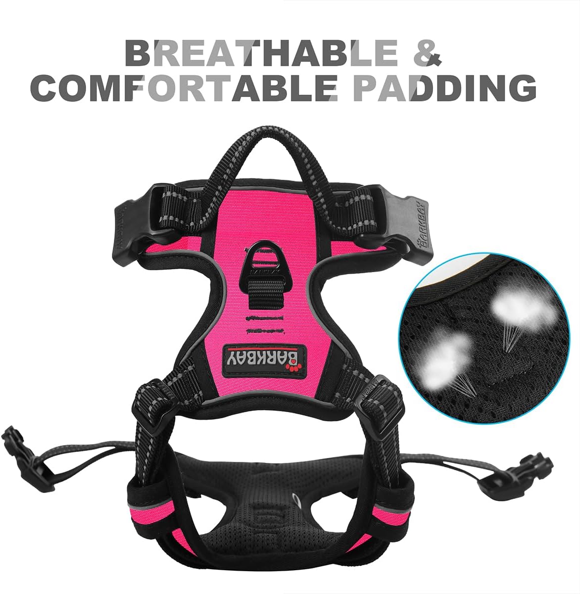 BARKBAY No Pull Dog Harness Front Clip Heavy Duty Reflective Easy Control Handle for Large Dog