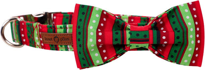 Lionet Paws Christmas Dog Collar with Bowtie, Dog Bowtie Collar with Metal Buckle for Dogs
