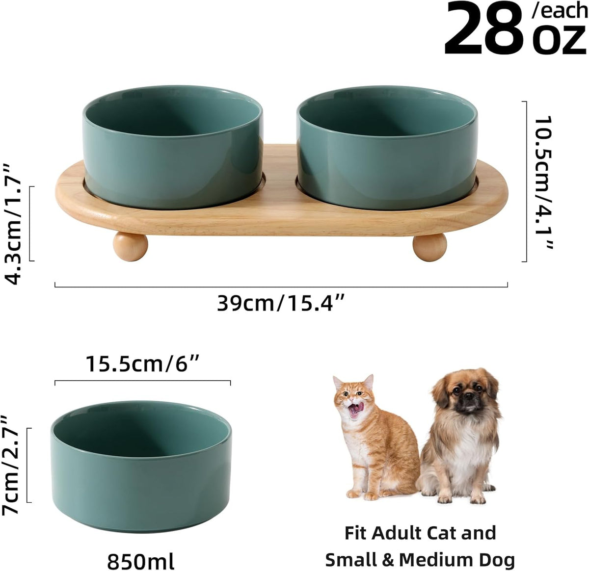 Ceramic Elevated Dog Bowls, Food and Water Bowls for Dogs, Puppy, Raised Dog Dish, Pet