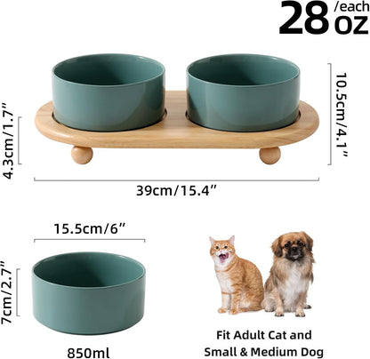 Ceramic Elevated Dog Bowls, Food and Water Bowls for Dogs, Puppy, Raised Dog Dish, Pet