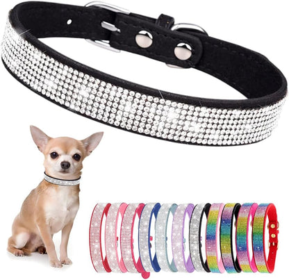Rhinestone Dog Collar for Small Dogs, Bling Diamond Fancy Crystal Glitter Pretty Jewel Pet Puppy