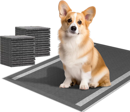 Dog and Puppy Pee Pads 100 Count, 23'' x 30'' Charcoal Odor-Control Puppy Pads with Leak-Proof