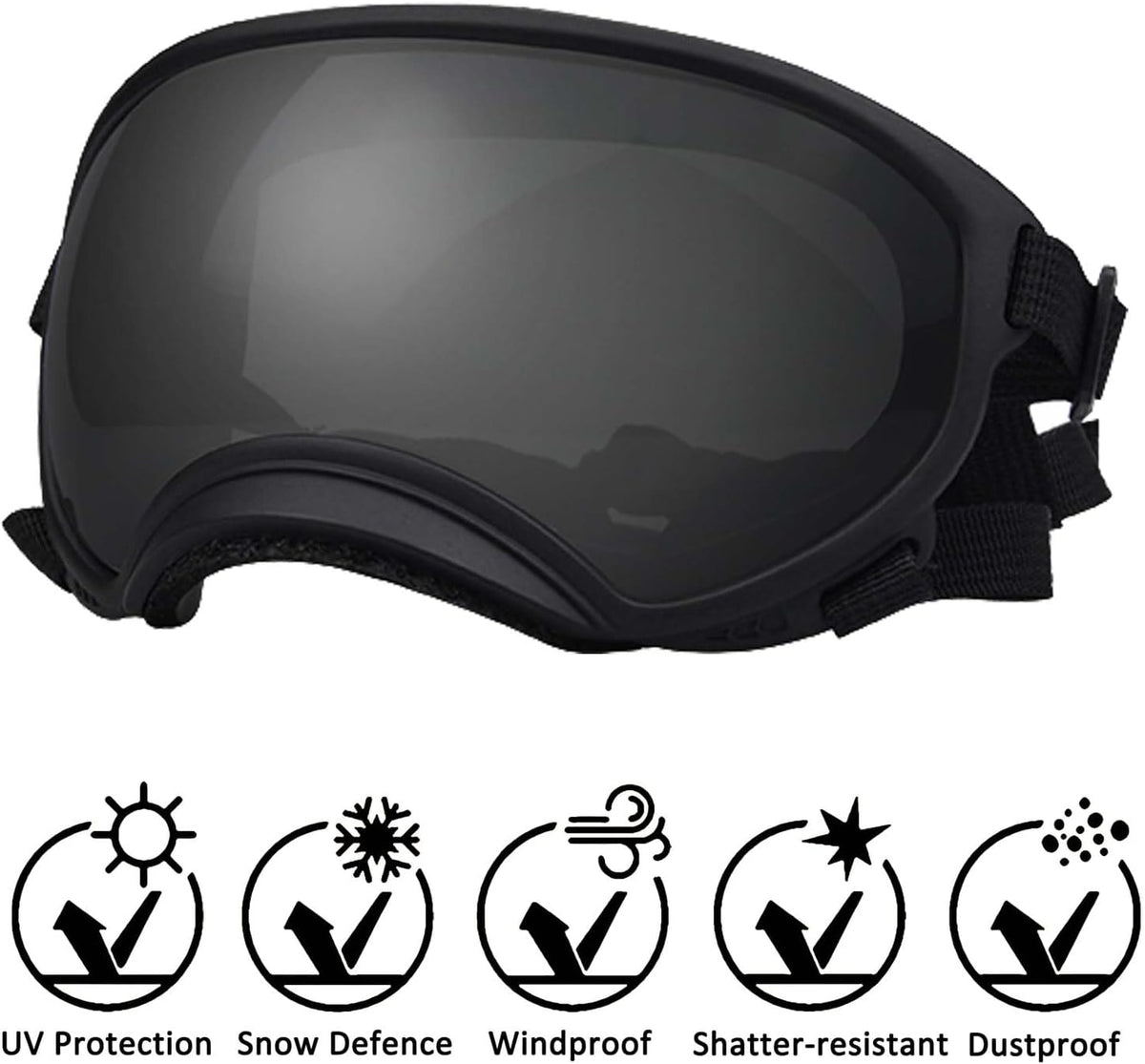 Medium Dog Sunglasses with Adjustable Strap UV Protection, Winproof Dog Puppy Sunglasses, Suitable