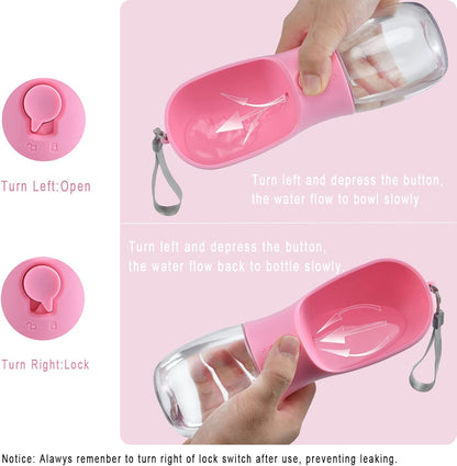 Dog Water Bottle with Food Container, Travel Puppy Water Bowl, Portable Pet Dispenser, Girl Dog