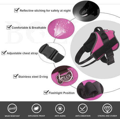 Bolux Dog Harness, No-Pull Reflective Dog Vest, Breathable Adjustable Pet Harness with Handle for