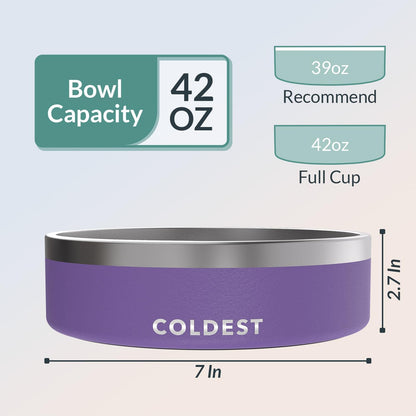 Coldest Dog Bowl - Anti Rust Metal, Non Slip, 3 Layers Insulated Stainless Steel Dog Bowls - Spill