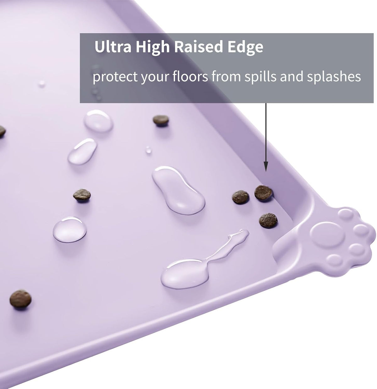 Waterproof Pet Feeding Mat with High Raised Edges, Heavier and Thicker Placemats for Cat Dog Water