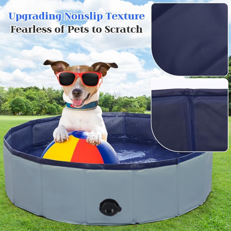 Foldable Dog Bath Swimming Pool 71'' Plastic Kiddie Pool Professional Tub Collapsible Grooming