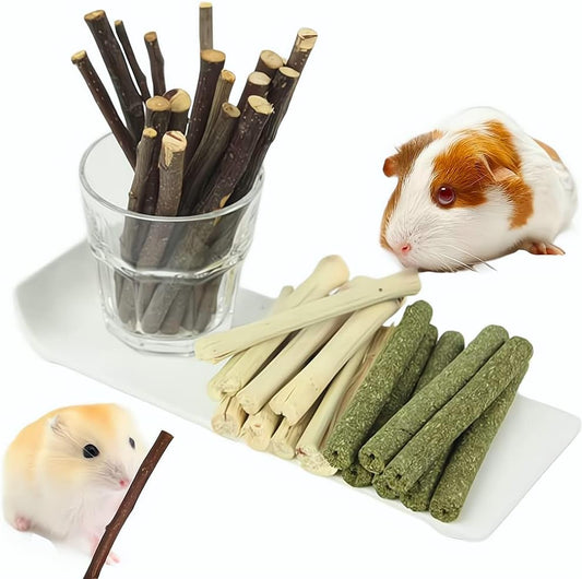 150g 3 Types of Combined Chew Toys Molar Sticks Sweet Bamboo Apple Branch Timothy Grass for Pets