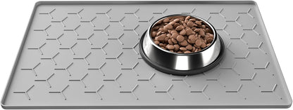 Pieviev Dog Cat Food Bowl Mat, Silicone Waterproof Food Grade Pet Food Mat for Floor, High Raised