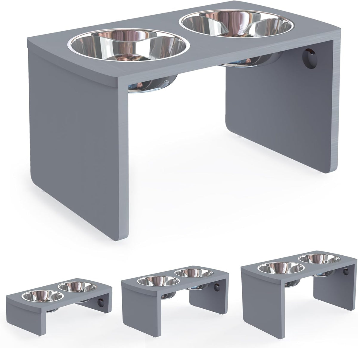 Elevated Dog Bowls, Bamboo Raised Dog Bowl for Large Dogs, with 2 Stainless Steel Bowls (13''