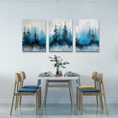 TTHYUEWS Boho Wall Art For Living Room Canvas Wall Decor For Bedroom Forest Landscape Wall Pictures