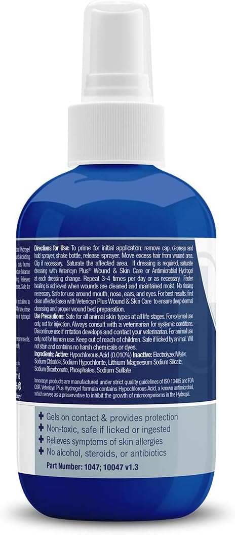 Vetericyn Plus Dog Wound Care Hydrogel Spray | Healing Aid and Wound Protectant, Sprayable Gel to