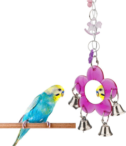 Hypeety Pet Bird Mirror with Bell Interactive Parrot Toy for Parrot Macaw African Greys Budgies
