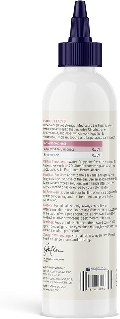 Vetnique Oticbliss Advanced Strength Medicated Dog Ear Infection Treatment, Antiseptic Ear Cleaner