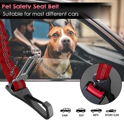 SlowTon Dog Seat Belt, Adjustable Dog Safety Belt Leash, 2 in 1 Latch Bar Attachment Dog Car