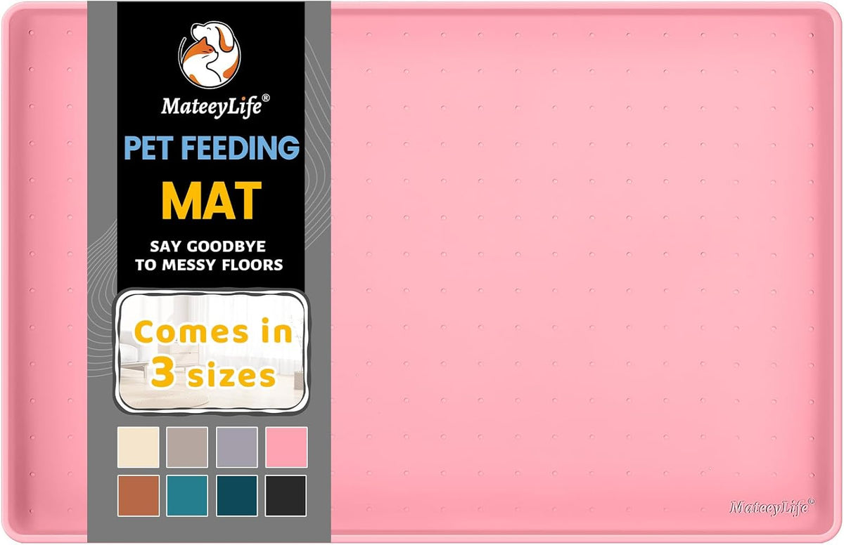 MateeyLife Silicone Cat & Dog Food Mat for Floors Waterproof, Anti-Slip Dog Bowl Mats for Food and