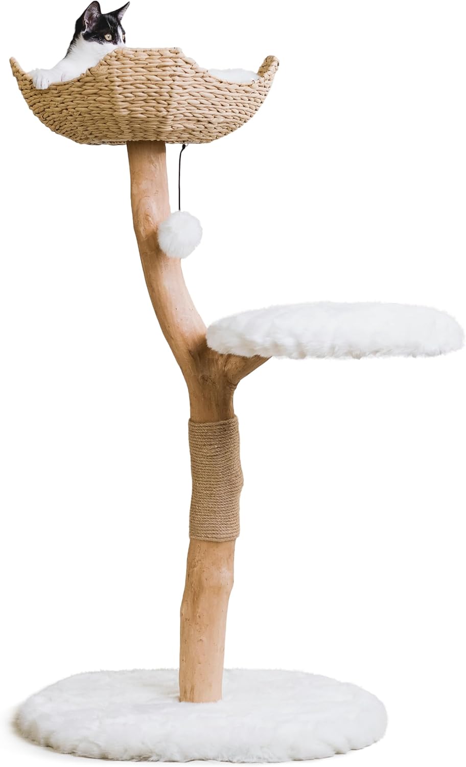 Wooden Cat Climbing Tree Tower, Modern Single Branch Cat Condo, Wood, Cat Lover Furniture Gift by
