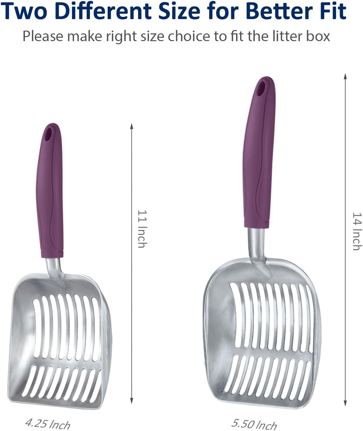 WePet Cat Litter Scoop, Aluminum Alloy Sifter, Kitty Metal Scooper, Deep Shovel, Long Handle, Poop
