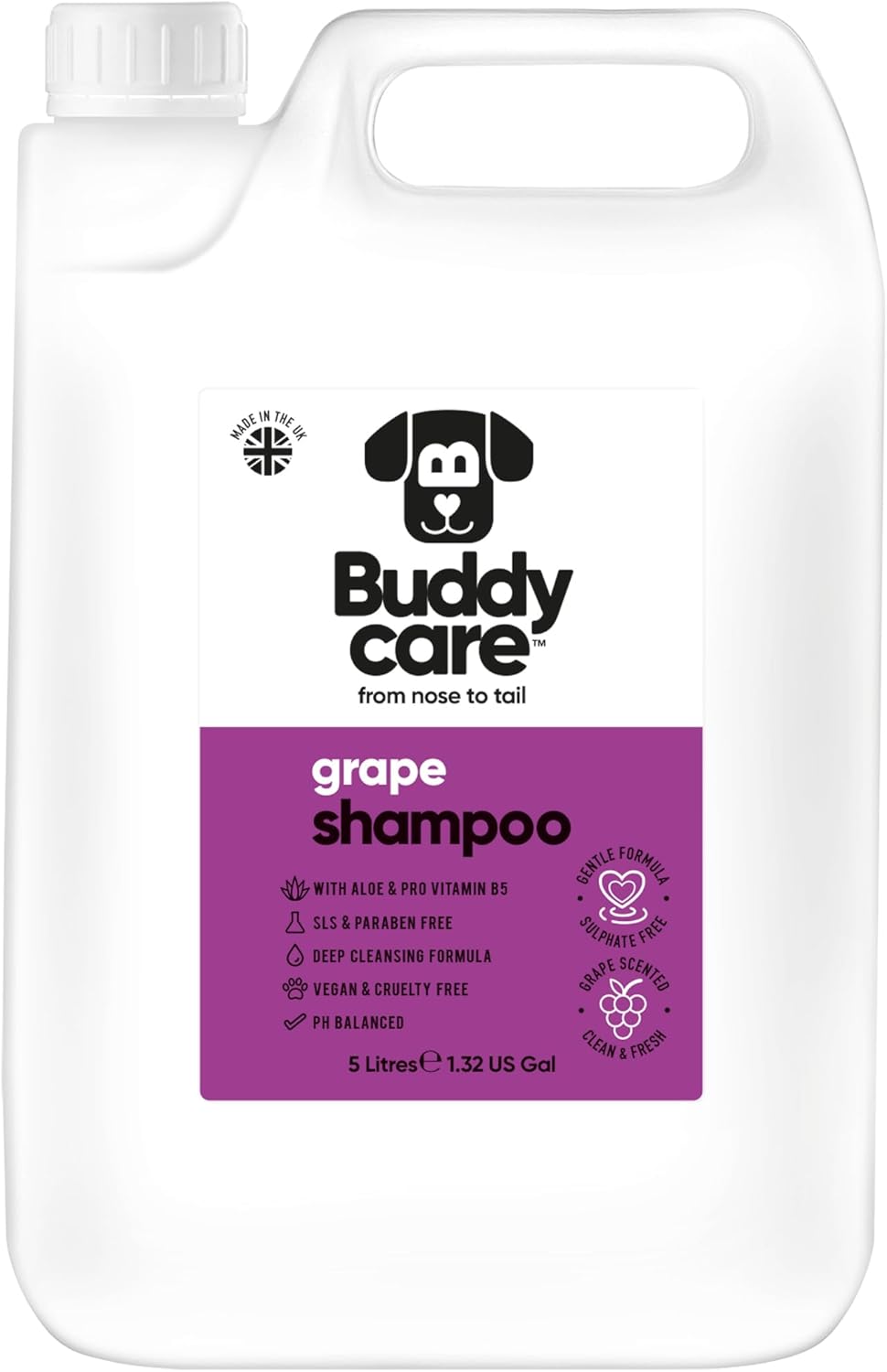 Grape Dog Shampoo by Buddycare | Deep Cleansing Shampoo for Dogs | Fresh Scented | with Aloe Vera