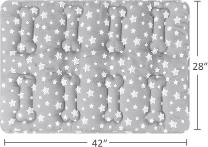 Dog Crate Mat (42" X 28") 2 Pack, Soft Dog Bed Mat with Cute Prints, Personalized Crate Pad