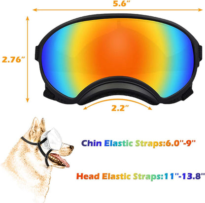 Medium Dog Sunglasses with Adjustable Strap UV Protection, Winproof Dog Puppy Sunglasses, Suitable