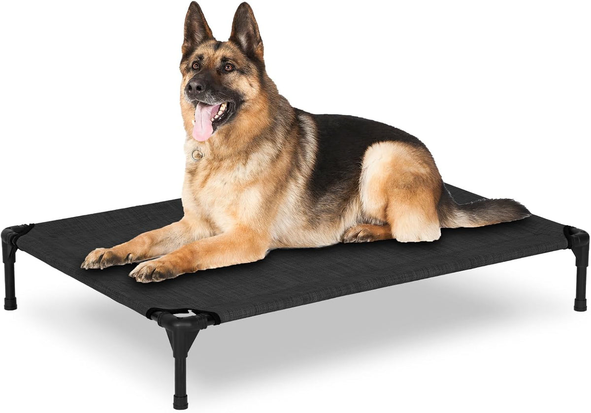 Elevated Dog Bed for Outdoor, Large Raised Dog Cot with Washable Mesh, Cooling Pet Cot Chew Proof