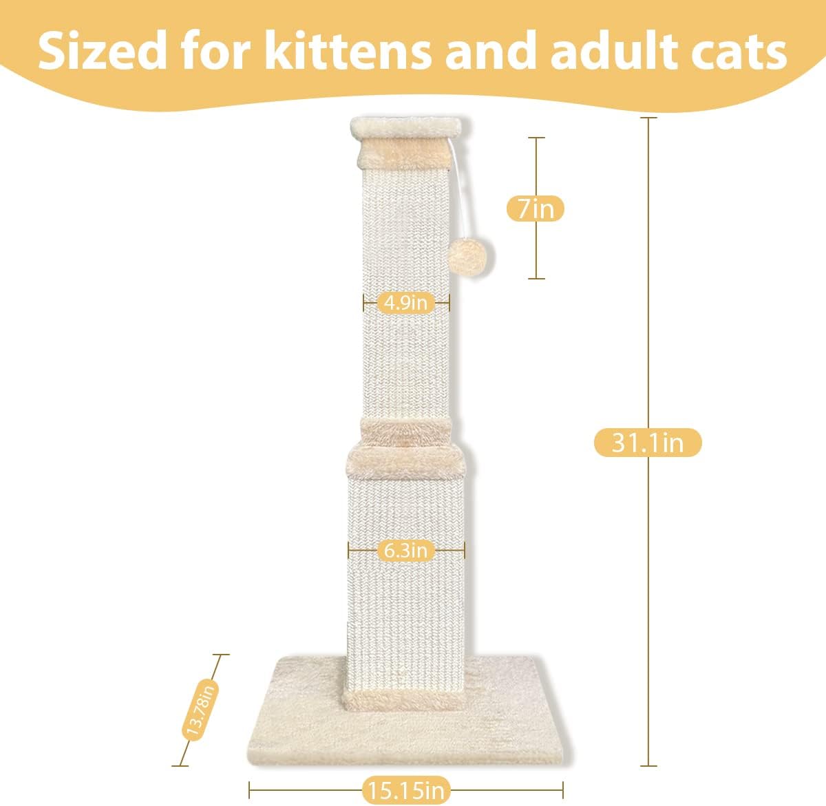 AGYM Cat Scratching Post, 32 Inch Cat Scratching Post for Large Cats, Scratching Posts for Indoor