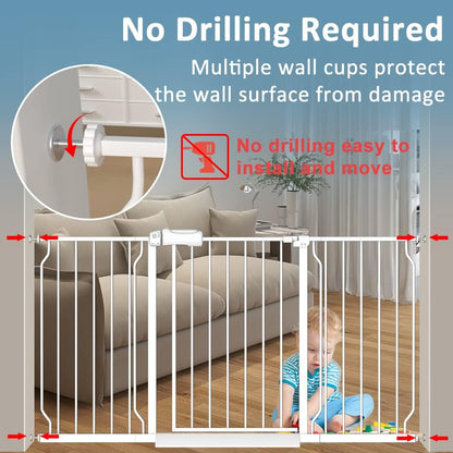 Safety Baby Gates for Doorway Stairs 43.5-48 Inch Extra Wide Child Gate for Kid Pet Dog Gate Indoor
