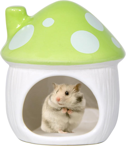 Ceramic Mushroom Hamster Hideout - Hamster Habitat for Hamsters Chinchillas Hedgehogs and Gerbils