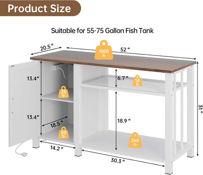 55-75 Gallon Aquarium Stand with Power Outlet, Heavy Duty Fish Tank Stand with Cabinet Storage &