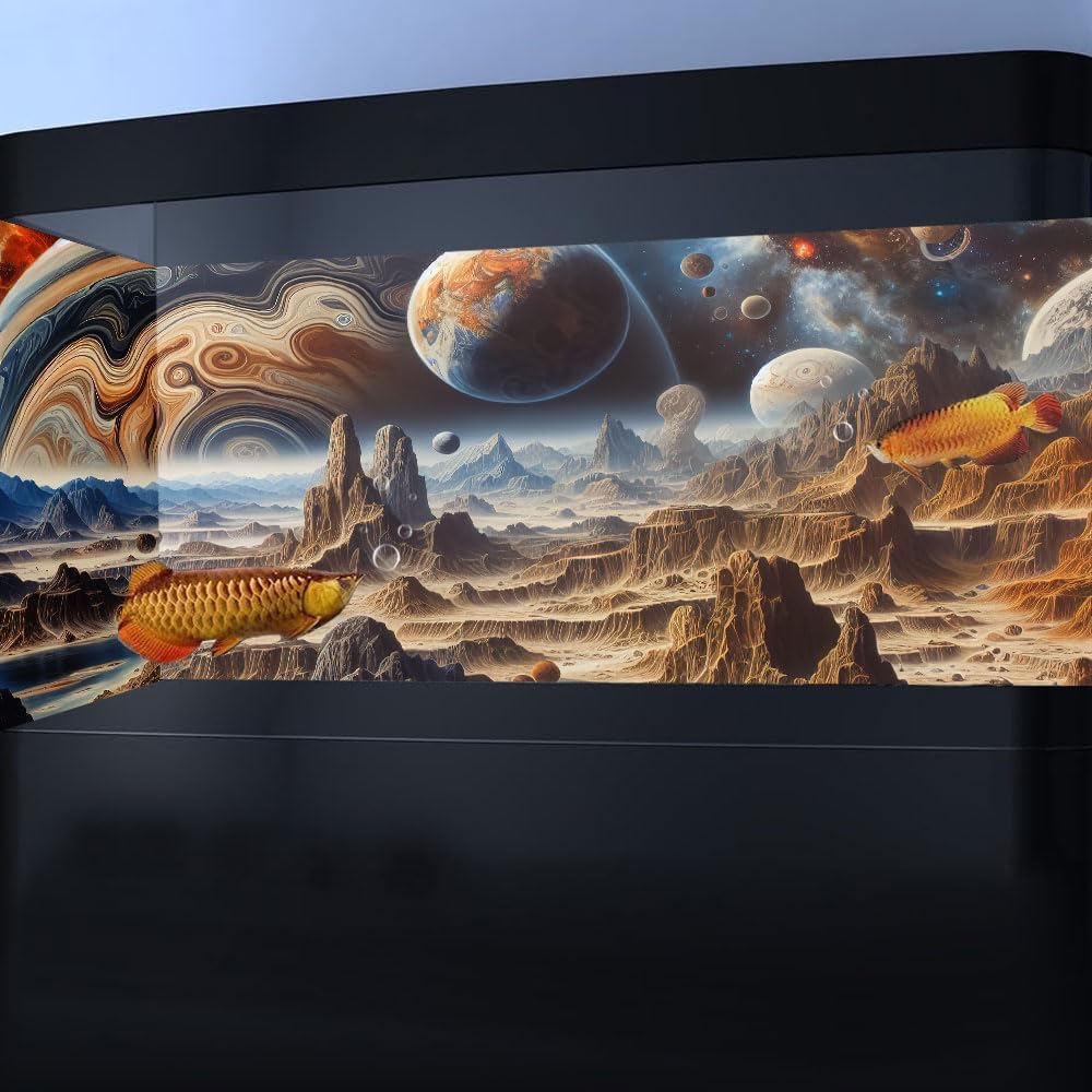 24X12IN Cosmic Spaceterrarium Background, Cool Parallel Space Themed Aquarium Reptile Habitat