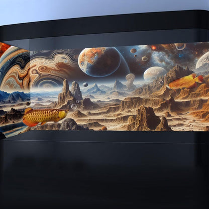 72X18IN Cosmic Spaceterrarium Background, Cool Parallel Space Themed Aquarium Reptile Habitat