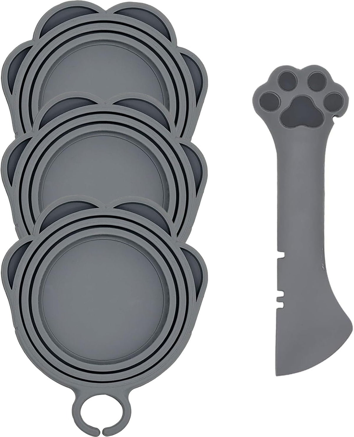 3 Pcs Cat Food Can Covers & One Can Opener | Cute Paw Shape Can Covers and Opener Spatula Cat Wet