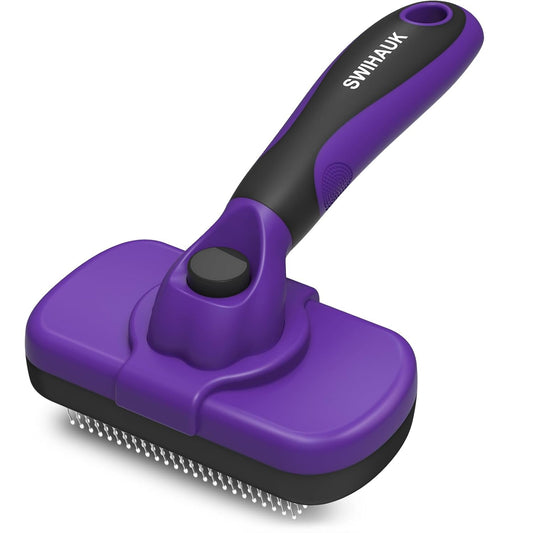 Swihauk Self Cleaning Slicker Brush for Dogs & Cats, Skin Friendly Pet Grooming for Shedding