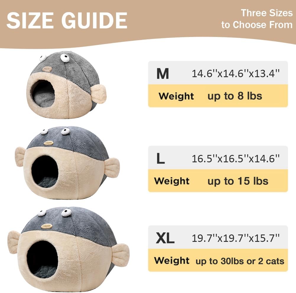 Cat Beds for Indoor Cats - Cute Animal-Shaped Cat Cave Bed for Larger Cat&2 Cats,Super Soft Calming