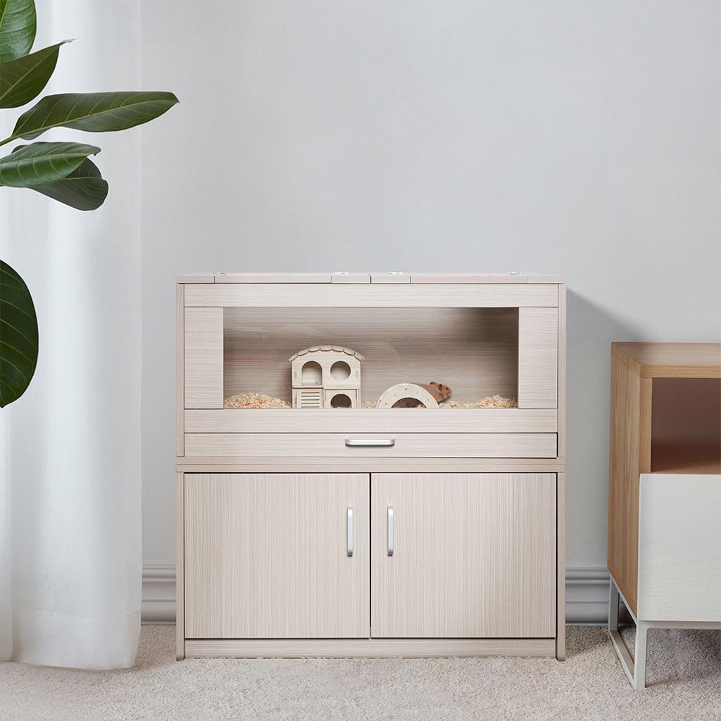 Large Hamster Cage, Wooden Hamster Cages and Habitats with Storage Cabinet and Openable Top